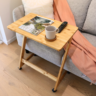 Bamboo TV Tray Table with Wheels (Z Shape)