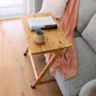 Bamboo TV Tray Table with Wheels (Z Shape)