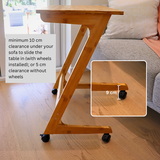 Bamboo TV Tray Table with Wheels (Z Shape)