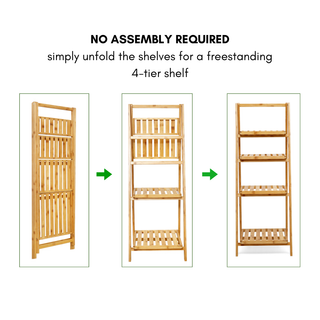 4-Tier Bamboo Folding Ladder Shelf