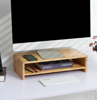 Bamboo Monitor Stand Riser with Shelves