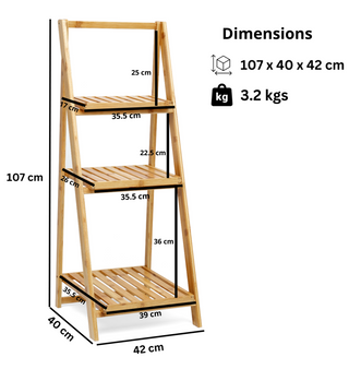 3-Tier Bamboo Folding Ladder Shelf