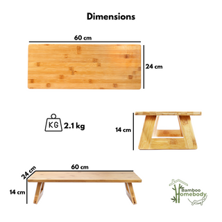 Bamboo Monitor Stand Riser, Laptop Tray Table