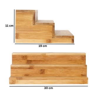 Bamboo Spice Rack Organiser, 3-Tier Step Display Shelf