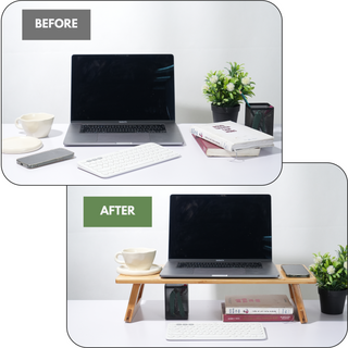 Bamboo Monitor Stand Riser, Laptop Tray Table
