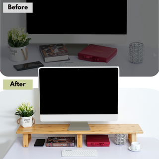 Bamboo Dual Monitor Stand Riser