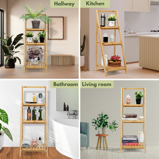 3-Tier Bamboo Folding Ladder Shelf