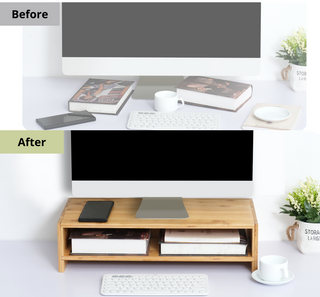Bamboo Monitor Stand Riser with Shelves