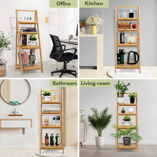 4-Tier Bamboo Folding Ladder Shelf
