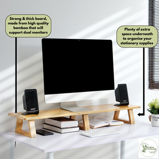 Bamboo Dual Monitor Stand Riser
