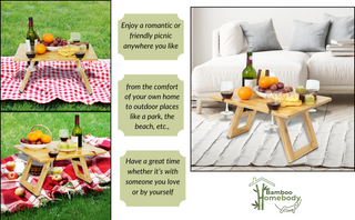 Bamboo Picnic Table (Portable & Foldable)
