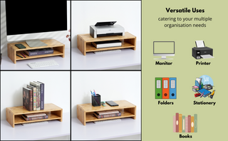 Bamboo Monitor Stand Riser with Shelves