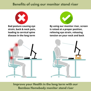 Bamboo Monitor Stand Riser, Laptop Tray Table