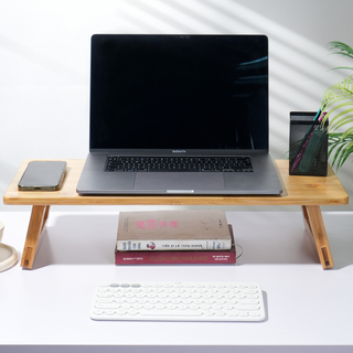 Bamboo Monitor Stand Riser, Laptop Tray Table