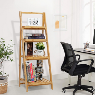 4-Tier Bamboo Folding Ladder Shelf