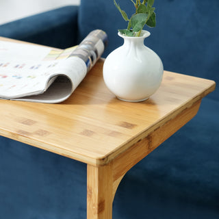 Bamboo TV Tray Table with Wheels (C Shape)