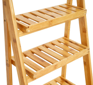 4-Tier Bamboo Folding Ladder Shelf