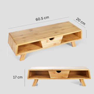 Bamboo Monitor Stand Riser with Drawer