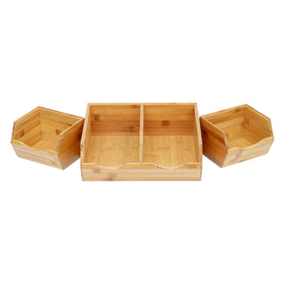 Bamboo Homebody Stackable Storage Bins 3-Piece Set