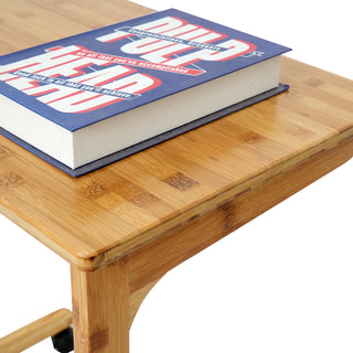 Bamboo TV Tray Table with Wheels (C Shape)