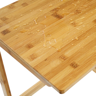 Bamboo TV Tray Table with Wheels (Z Shape)