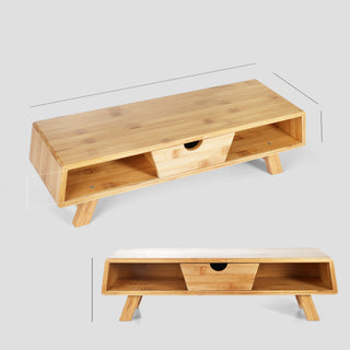 Bamboo Monitor Stand Riser with Drawer