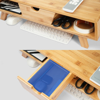 Bamboo Monitor Stand Riser with Drawer