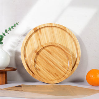 Bamboo Serving Tray Set of 2 (Round 30 & 20 cm Diameter)