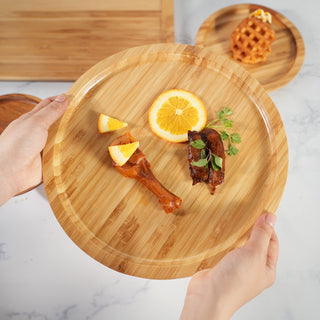 Bamboo Serving Tray Set of 2 (Round 30 & 20 cm Diameter)
