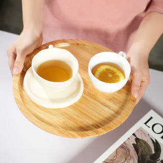 Bamboo Serving Tray Set of 2 (Round 30 & 20 cm Diameter)