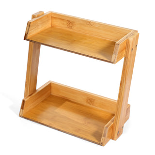 2-Tier Bamboo Shelf Organiser for Countertops
