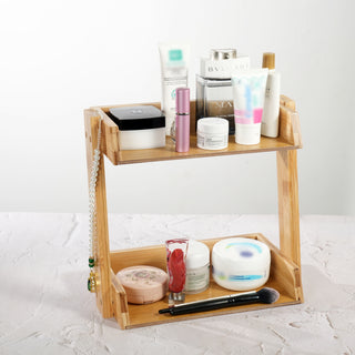 2-Tier Bamboo Shelf Organiser for Countertops