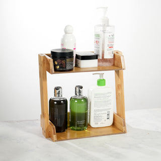 2-Tier Bamboo Shelf Organiser for Countertops