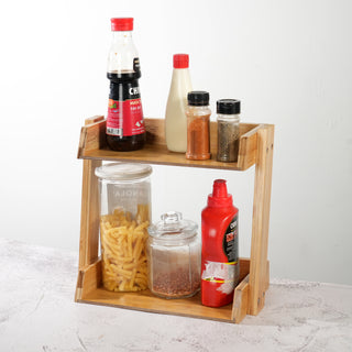 2-Tier Bamboo Shelf Organiser for Countertops