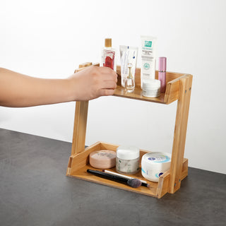2-Tier Bamboo Shelf Organiser for Countertops