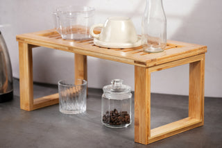 Bamboo Cabinet Storage Shelf Organiser