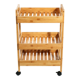 Bamboo 3-Tier Rolling Storage Cart