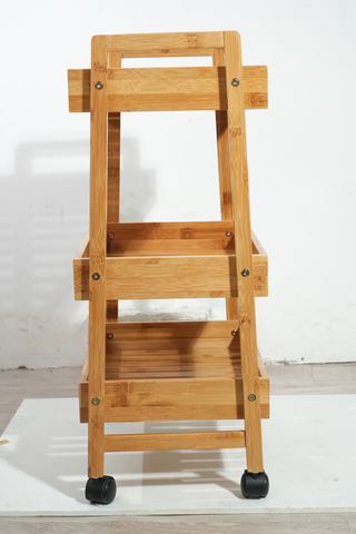 Bamboo 3-Tier Rolling Storage Cart