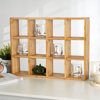 Coffee Tea Mug Shelf Organiser Cup Holder Storage Bamboo 12 Slots