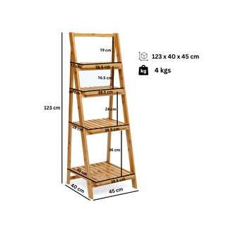 4-Tier Bamboo Folding Ladder Shelf