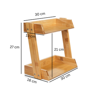 2-Tier Bamboo Shelf Organiser for Countertops