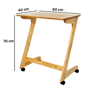 Bamboo TV Tray Table with Wheels (Z Shape)