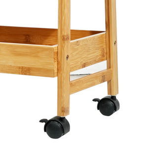 Bamboo 3-Tier Rolling Storage Cart