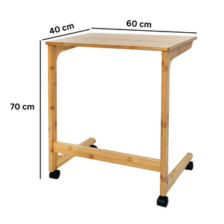 Bamboo TV Tray Table with Wheels (C Shape)