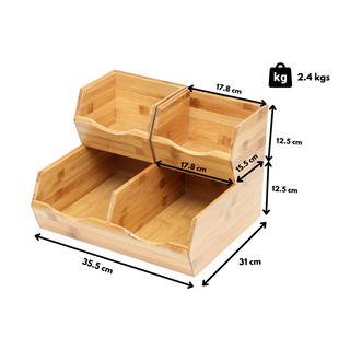 3-Piece Bamboo Stackable Storage Bins