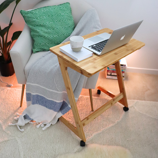 TV Tray Table Z Shape with Wheels Bamboo