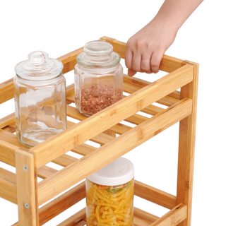 Bamboo Slim Storage Cart with Wheels (4-Tier)