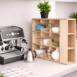 Coffee Tea Mug Cup Display Shelf With Side Compartments