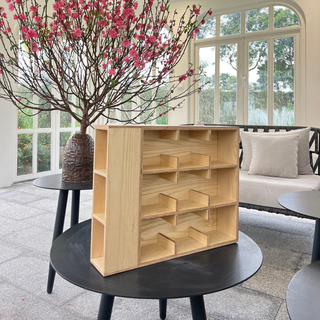 Coffee Tea Mug Cup Display Shelf With Side Compartments (Natural)