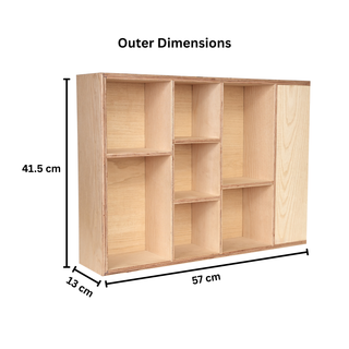Wooden Display Shelf with Side Compartments for Mugs, Cups & Small Collectibles